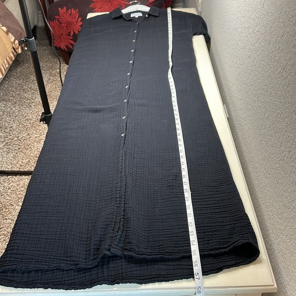 Michael Stars Allen Gauze Black Maxi Button Down Shirt Dress Size Medium - Picture 13 of 13